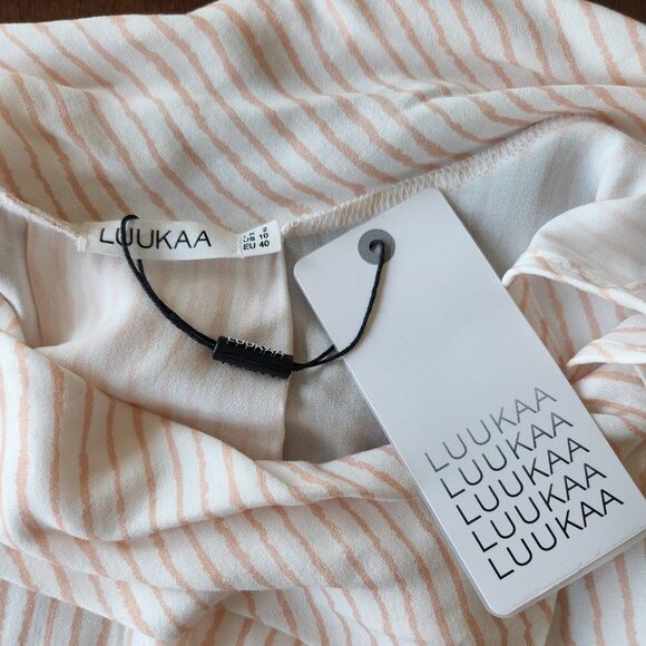 Luukaa Short Sleeve Salmon Striped Top NWT Sz 10 - Picture 10 of 11